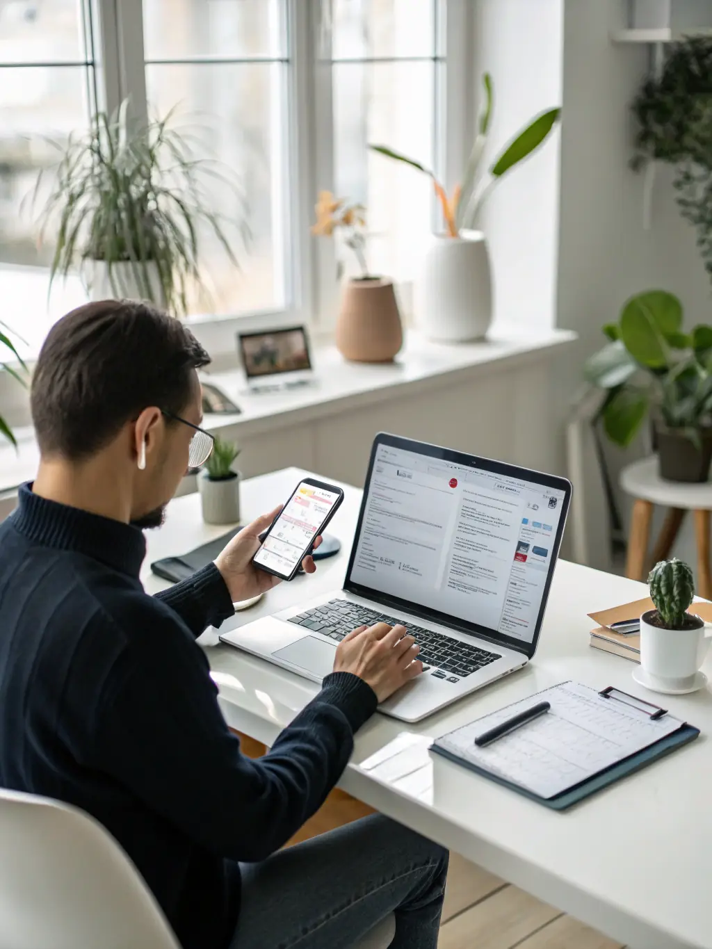 A person efficiently managing tasks using digital tools and techniques, showcasing productivity and time management.